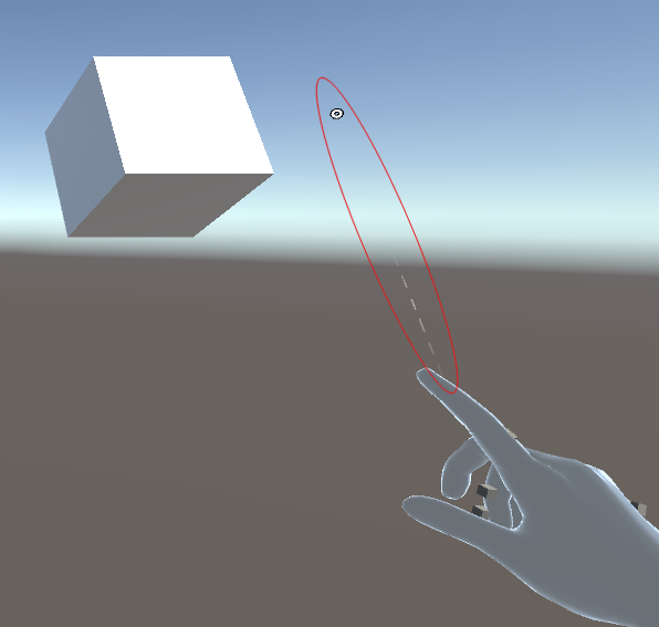 Screenshot of simulated hand's far pointer.