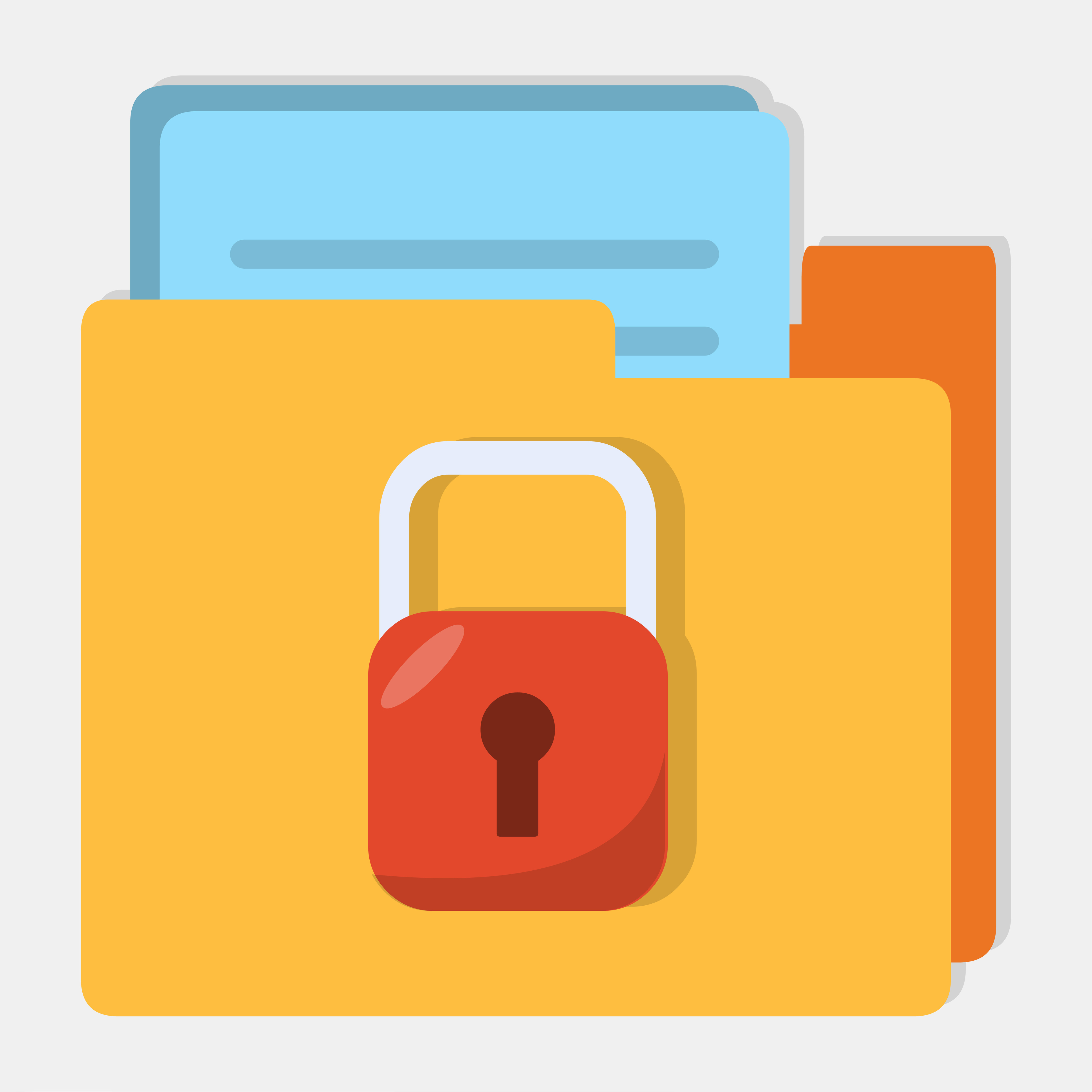 ロックが中央にあるさまざまなファイルまたはフォルダーのイラスト。