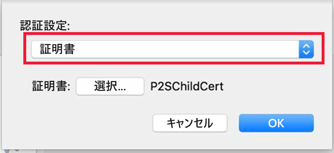 Screenshot of macOS X authentication certificate screen.