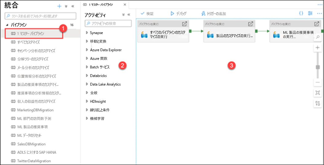 Viewing integration pipelines in Azure Synapse Studio