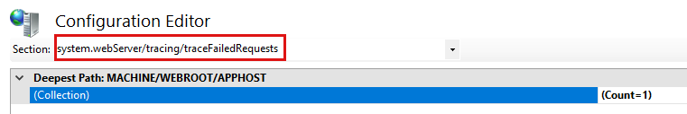 Screenshot of Configuration Editor at the server level.