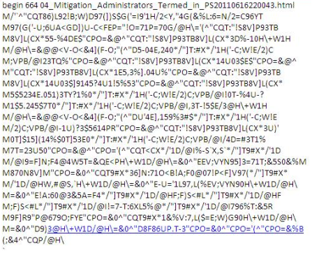 電子メール メッセージの本文のスクリーンショット。