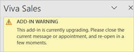 Outlook デスクトップ アプリのアドインの警告を示すスクリーンショット。