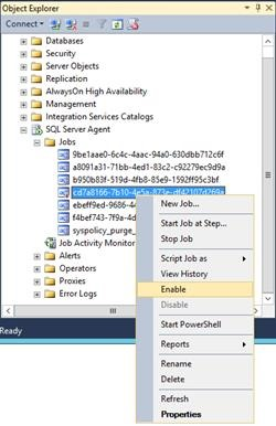 [SQL Server エージェント] でSQL Server ジョブを有効にします。