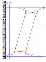 Screenshot showing curve points on the italic serifed capital letter I.