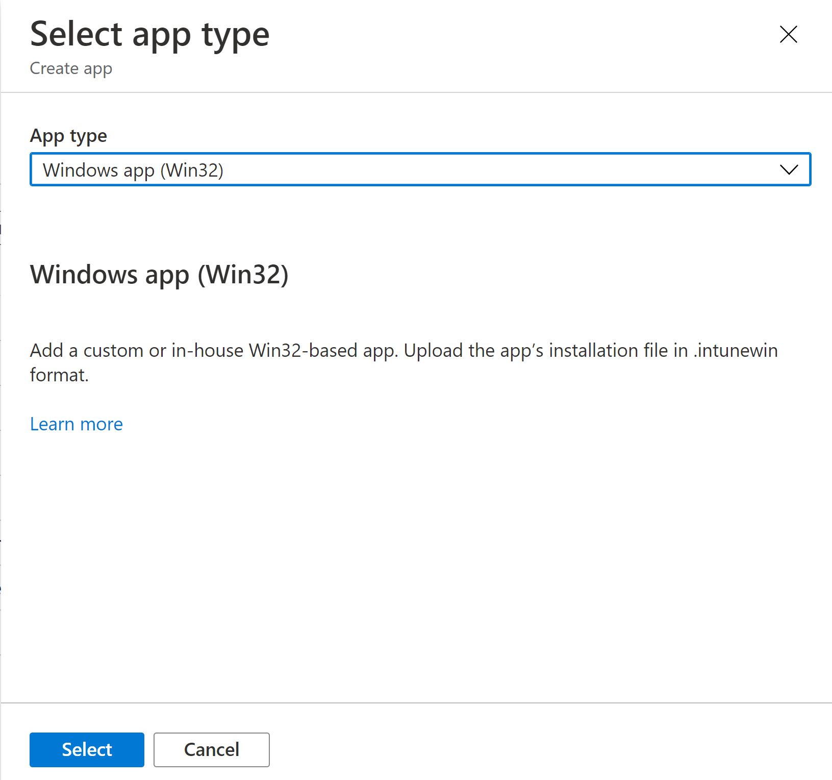 Microsoft-Endpoint-Manager-Select-App-Type