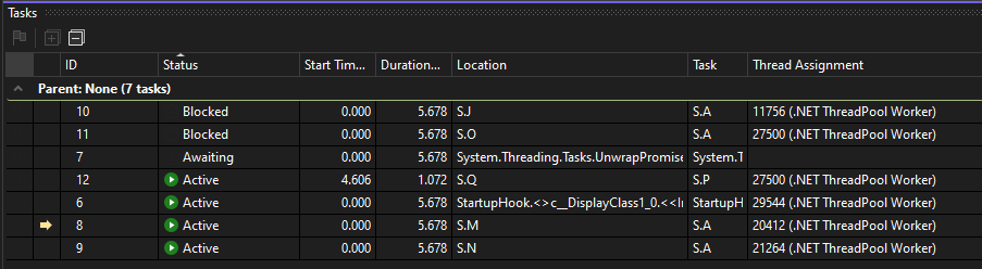 PDB_Walkthrough_9 Screenshot of Parent-child view in Tasks window.