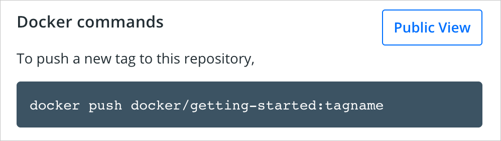 推奨される Docker コマンドを含む Docker Hub ページを示すスクリーンショット。