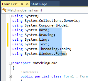 Regional (box) selection in Visual Studio