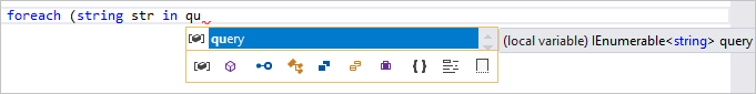 Screenshot of an IntelliSense word completion pop-up in Visual Studio.