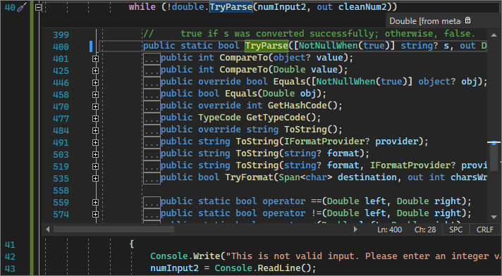 Visual Studio 2022 の [定義の参照] ウィンドウを示すスクリーンショット