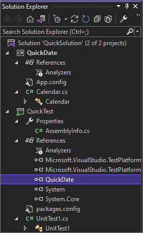 A screenshot of Solution Explorer showing a project reference.