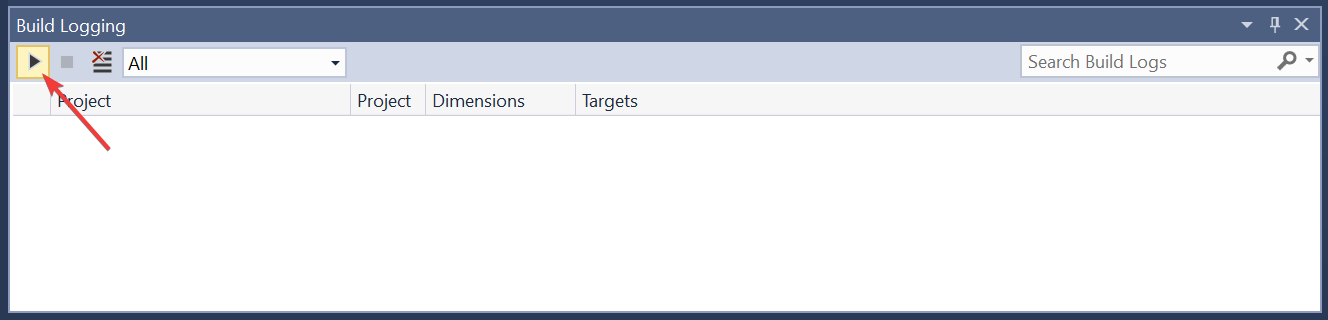 ビルド ログ ウィンドウ
