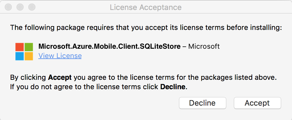License Acceptance window