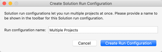 Create Solution Run Configuration dialog box