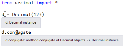 Screenshot that shows Quick Info display information in the Visual Studio editor.