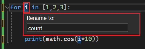 Screenshot that shows how to specify a different name for an identifier in Visual Studio 2022.