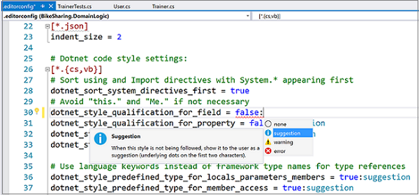EditorConfig からコード スタイルの基本設定と適用を構成する