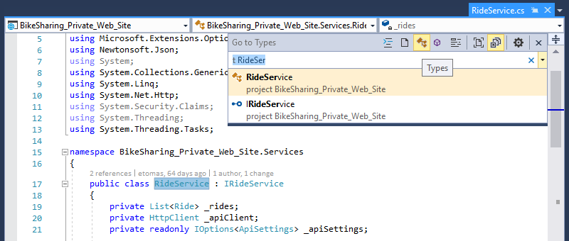 フィルター処理された結果に移動