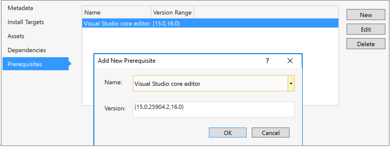 [前提条件] タブ