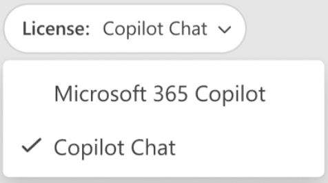 Copilot Chat フィルターを示すスクリーンショット。