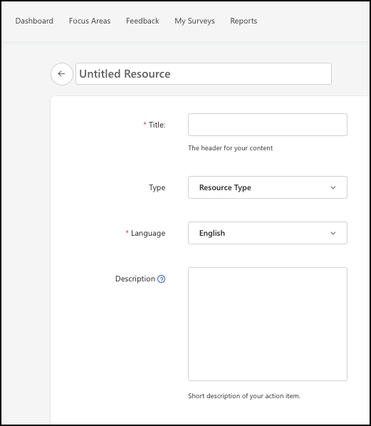 新しいコンテンツ リソースに名前を付けて識別するために開くウィンドウのスクリーンショット。