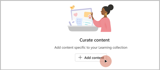 学習コレクションに特定のコンテンツを追加するためのコンテンツの追加オプションの画像。