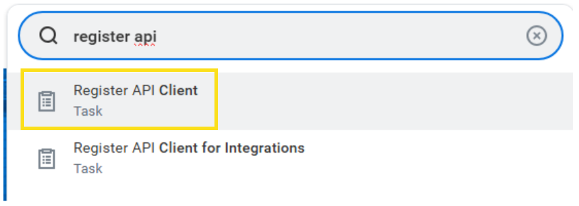 API クライアントを検索するページのスクリーンショット。