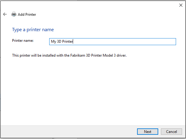 プリンター名を入力します。