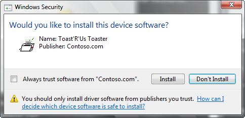 screenshot showing the windows security dialog.