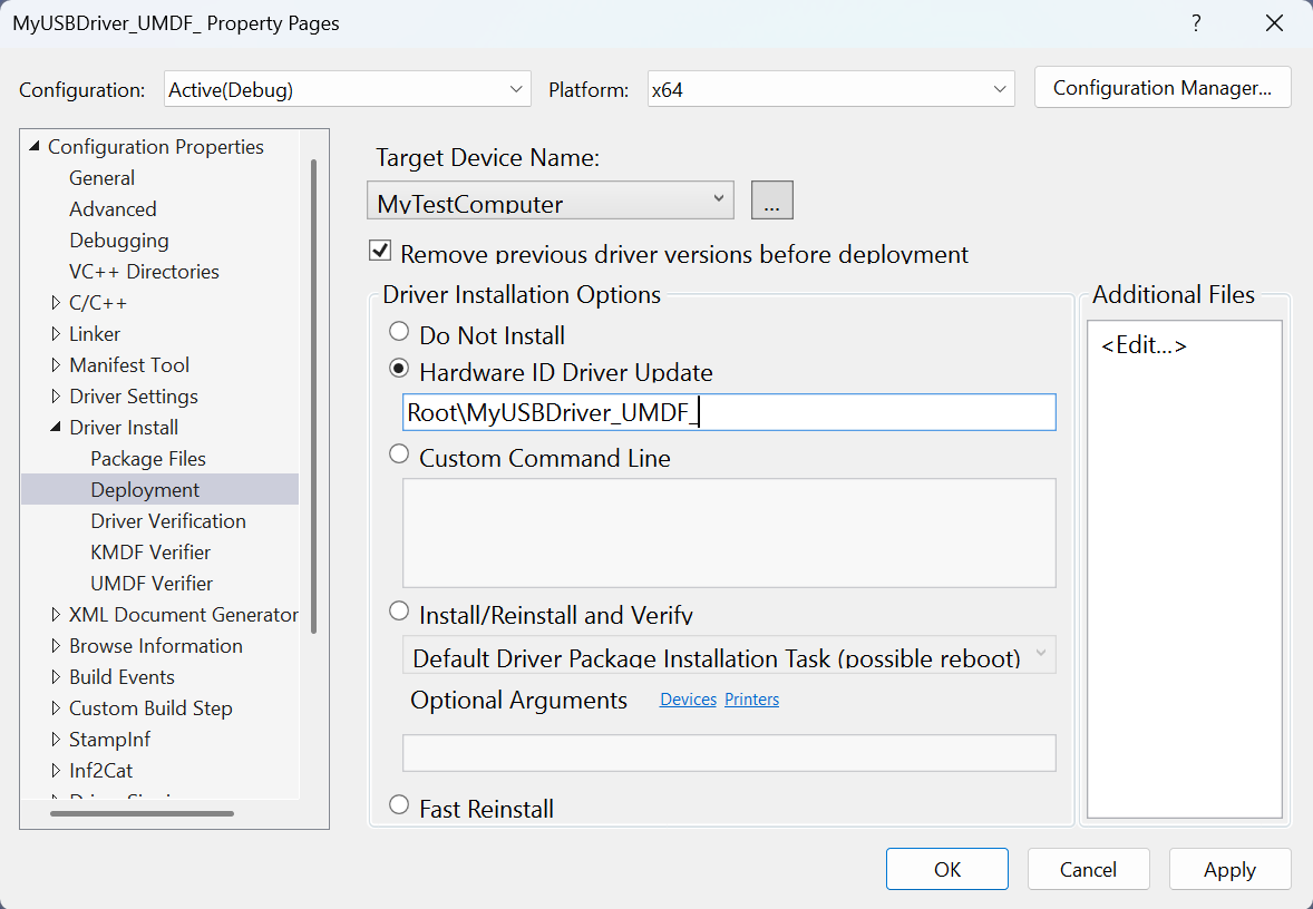 Screenshot of the Visual Studio 2022 property pages window.