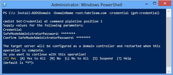 Screenshot of a terminal window that shows the domain controller reboot process.
