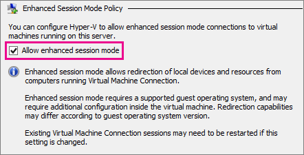 許可する のスクリーン ショットには、拡張セッション モード ポリシーのセッション モードのチェック ボックスが強化されています。