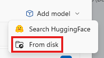 ディスクからモデルを追加する AI Dev Gallery