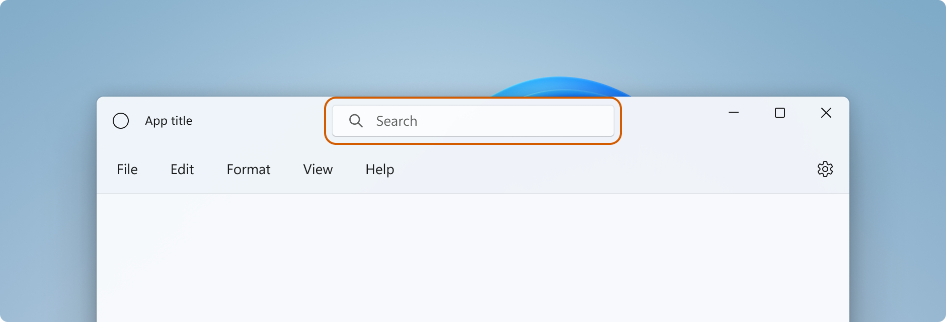 An example of a search box centered in the title bar