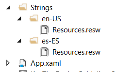 English and Spanish resource string folders