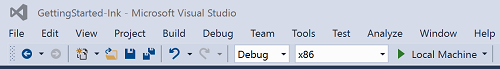 Visual Studio の [プロジェクトのビルド] ボタン。