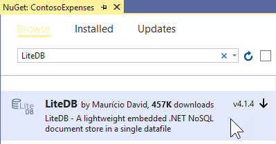 LiteDB NuGet package