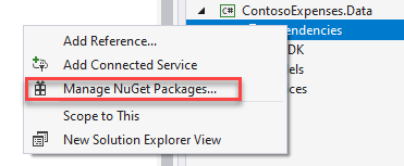 Manage NuGet Packages...