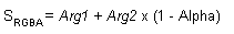 ブレンド テクスチャアルファ pm 演算の数式 (s(rgba) = arg1 + arg 2 x (1 - alpha))