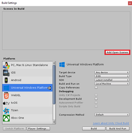 開いているシーンを追加する