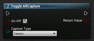 Blueprint of the Toggle ARCapture function for starting camera capture