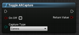 Blueprint of the Toggle ARCapture function for stopping camera capture