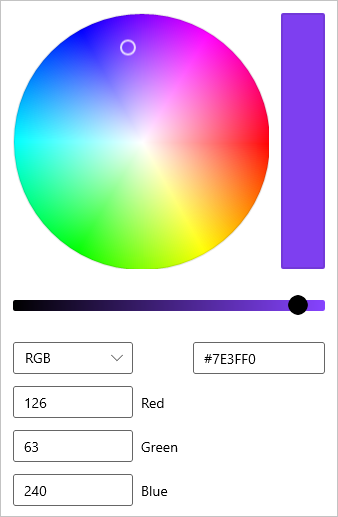 円形のスペクトルを表示するカラー ピッカー