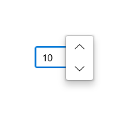 フローティング表示の上方向ボタンと下方向ボタンを手前のレイヤーに併置した NumberBox。