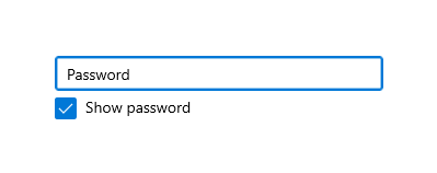 カスタムの表示ボタンが使われているパスワード ボックス