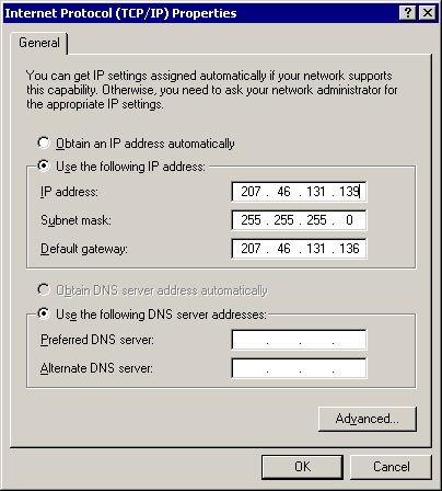 ユーザー インターフェイスの共通 ipv4 アドレス ボックス