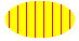 背景の色の上に広く間隔を空けた垂直線で塗りつぶされた楕円の図