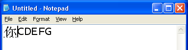 1 文字のコンポジション文字列を含むコンポジション ウィンドウを示すスクリーンショット。
