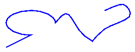 illustration of a path that combines a line, an arc, a bezier spline, and a cardinal spline